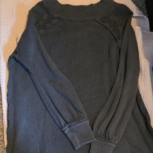 We The Free Slate Blue Cowl Neck Sweater